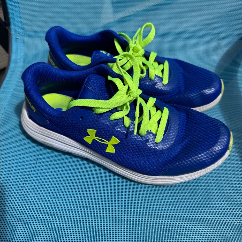 Under Armour Boys Youth Kids Blue Running Shoes Size 7